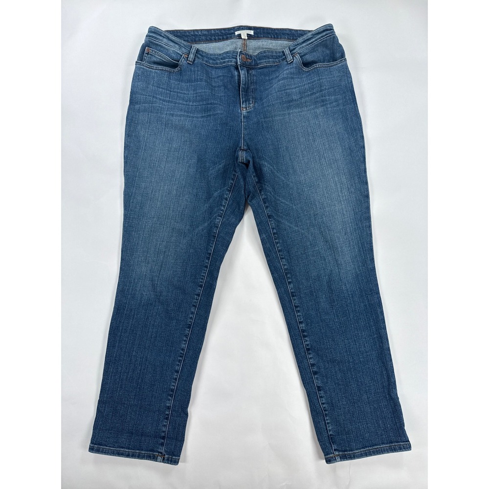 Eileen Fisher Jeans Womens 16W Medium Wash Organic Cotton Stretch Ankle Denim